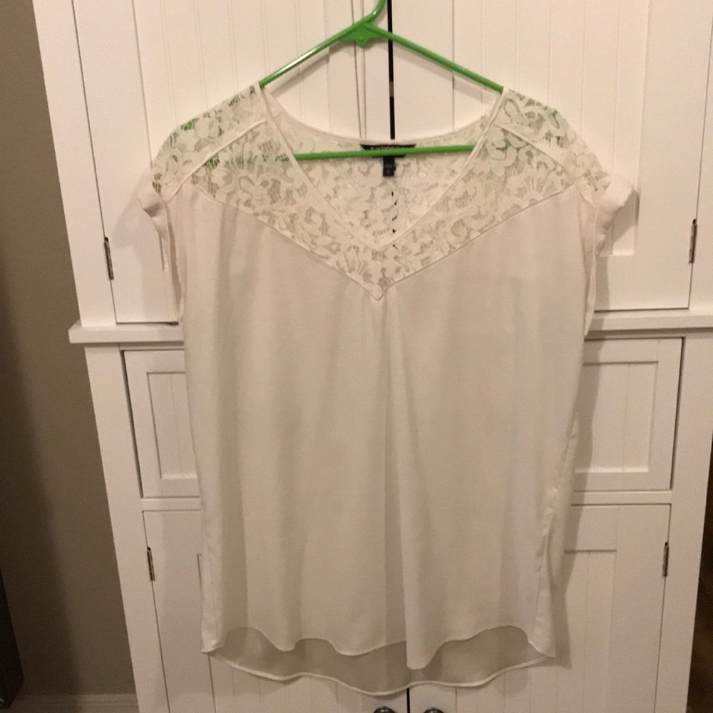 Express White Lace Detail Blouse Size Large